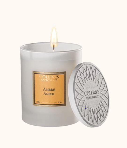 Bougie Parfumée Ambre Intense 180g - Cire De Soja, Fabriquée En Provence, 40h De Combustion