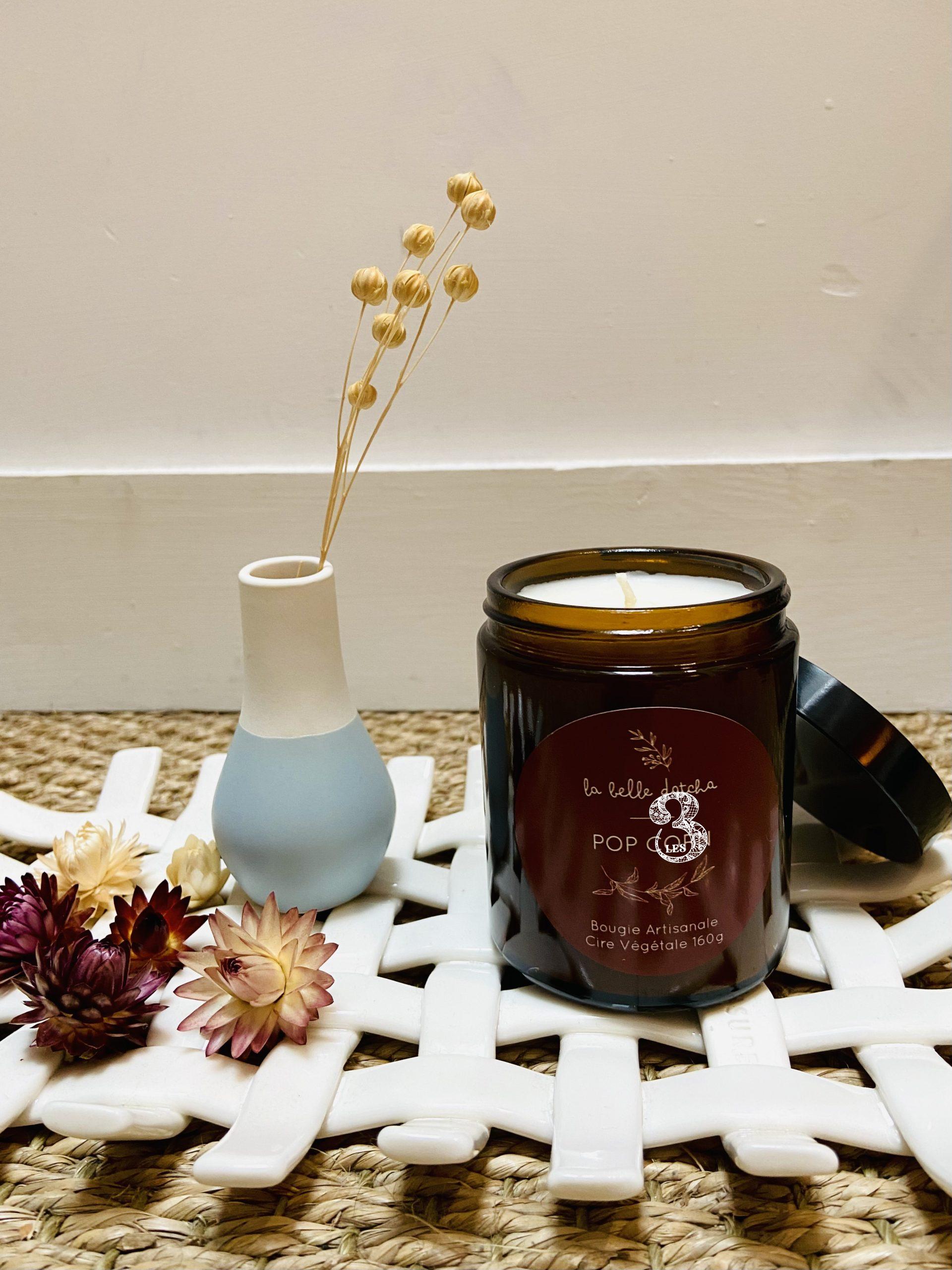 bougie parfumée senteur pop corn artisanale la belle datcha les 3 boutiques