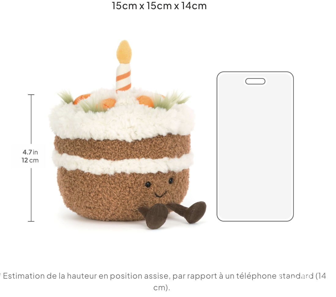 Peluche "Amuseables CARROT CAKE" gateau Jellycat – Image 2