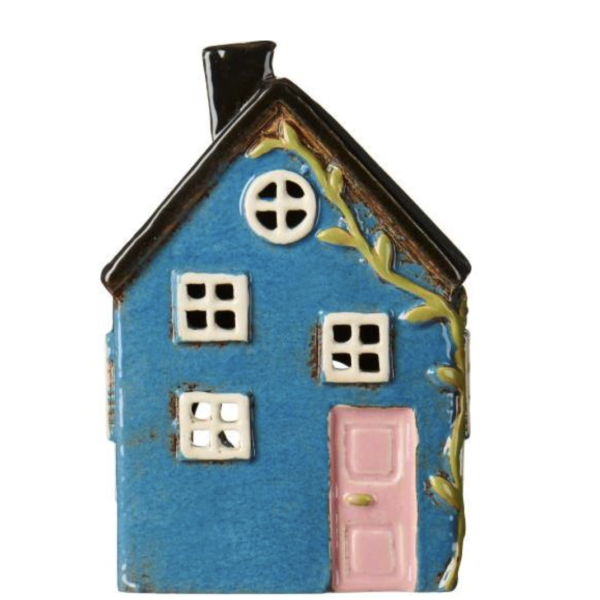 Maison porte rose clair et vigne à feuilles ib laursen
