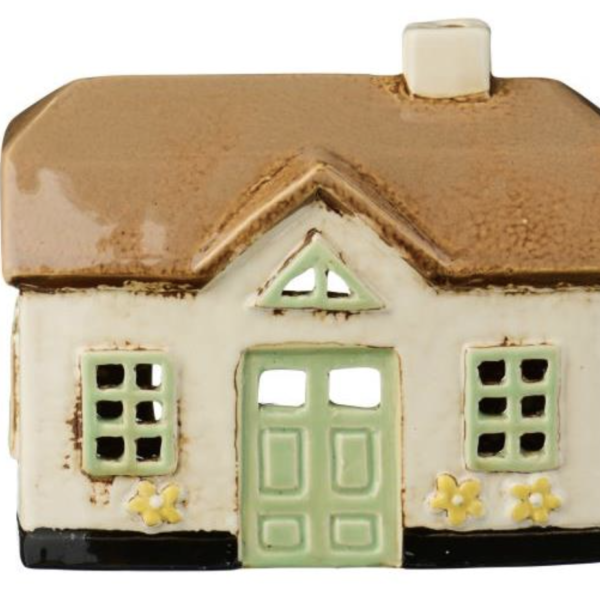 Maison avec fenêtres vert Ebeltoft et bougies chauffe-plat ib laursen