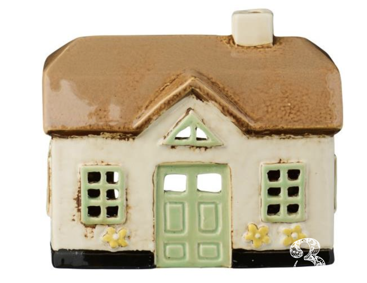 Maison avec fenêtres vert Ebeltoft et bougies chauffe-plat ib laursen