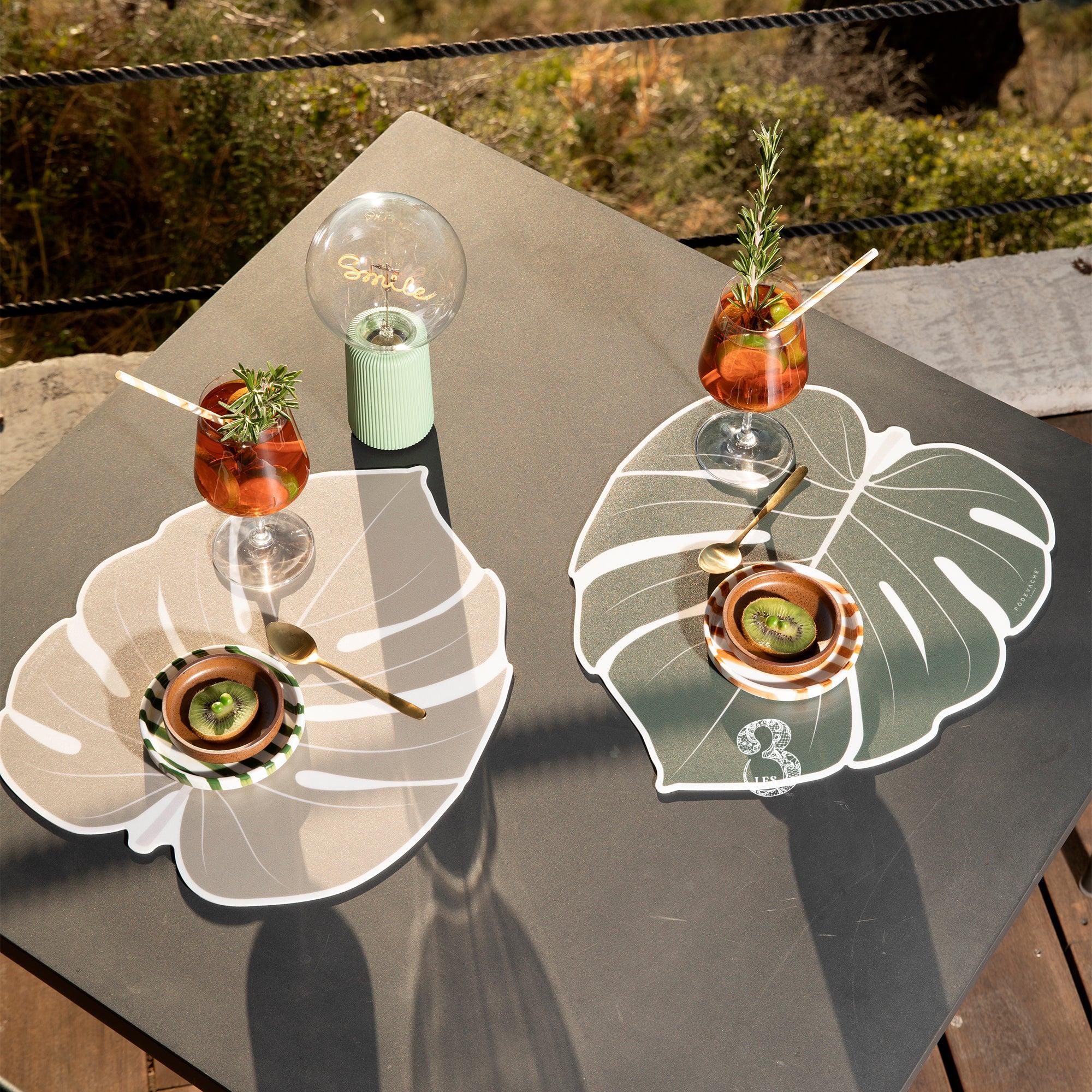 Set de table Feuille Monstera en vinyle Pôdevache fabriqué en France