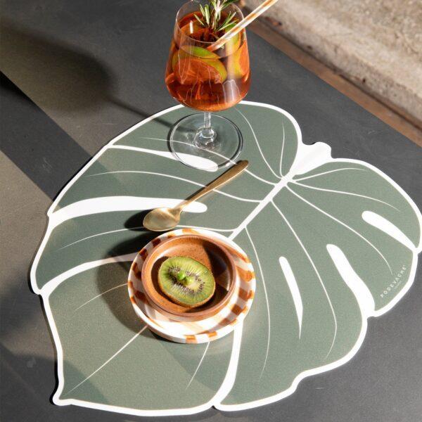 Set de table Feuille Monstera en vinyle Pôdevache fabriqué en France
