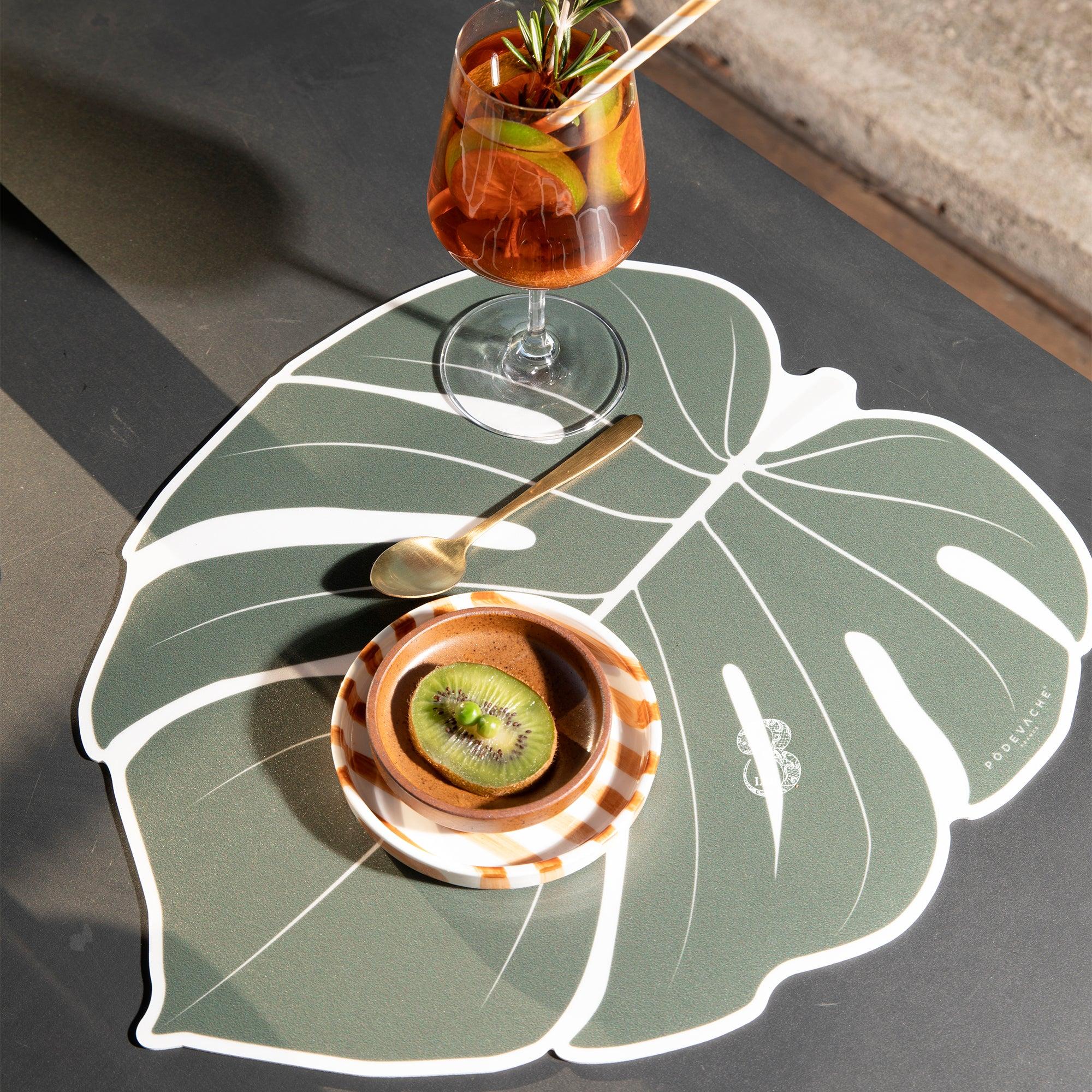 Set de table Feuille Monstera en vinyle Pôdevache fabriqué en France