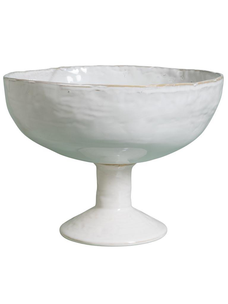Corbeille à fruits sur pied blanc minéral en céramique Chehoma – Image 3