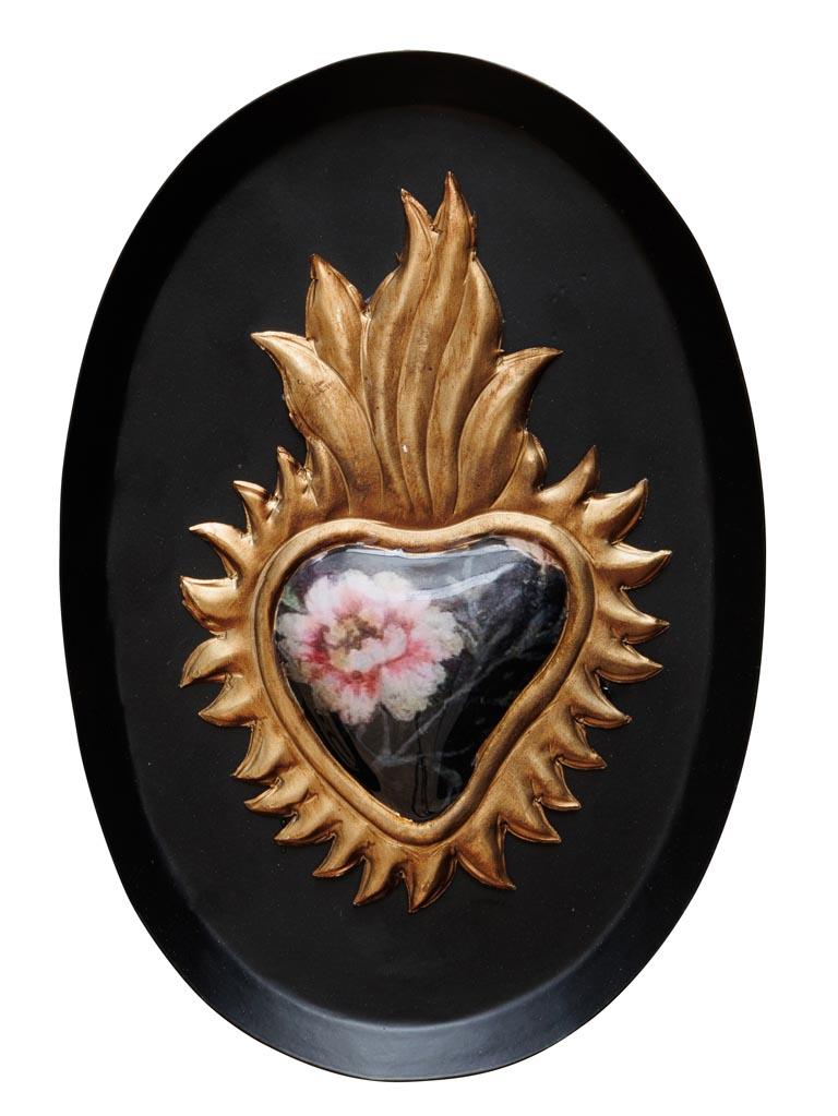 cadre noire ovale et Ex-voto fleuri Chehoma – Image 2