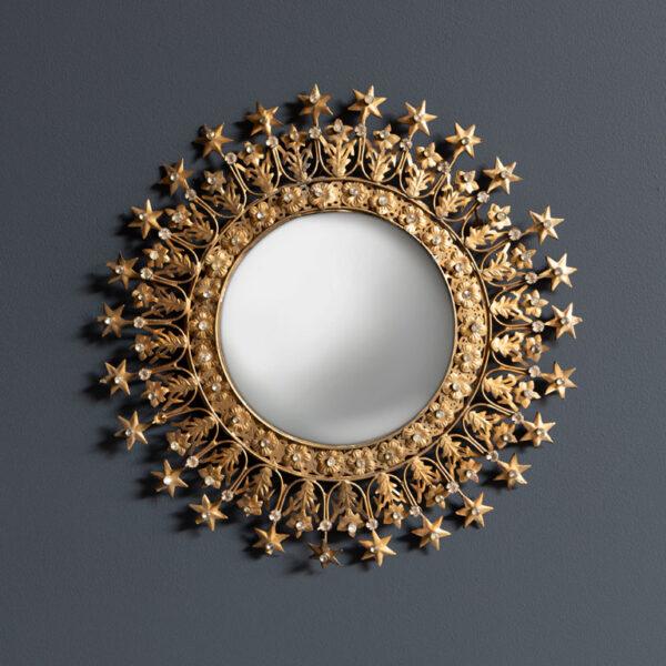 Petit miroir convexe ancien auréole d'étoiles #34752 chehoma