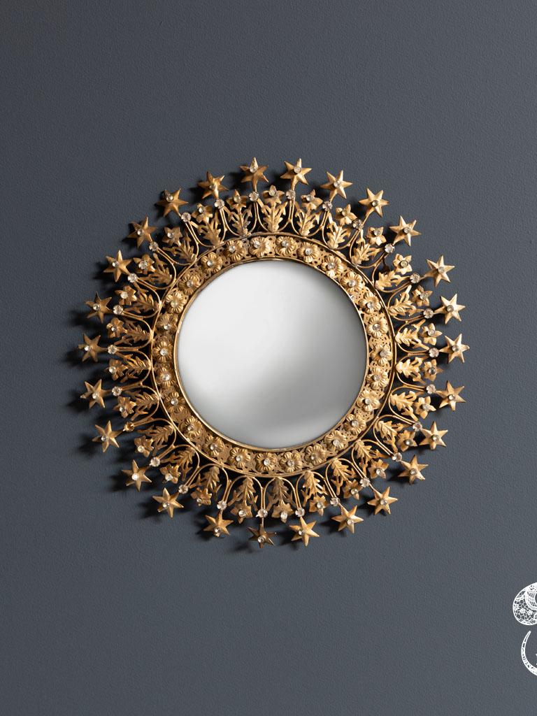 Petit miroir convexe ancien auréole d'étoiles #34752 chehoma