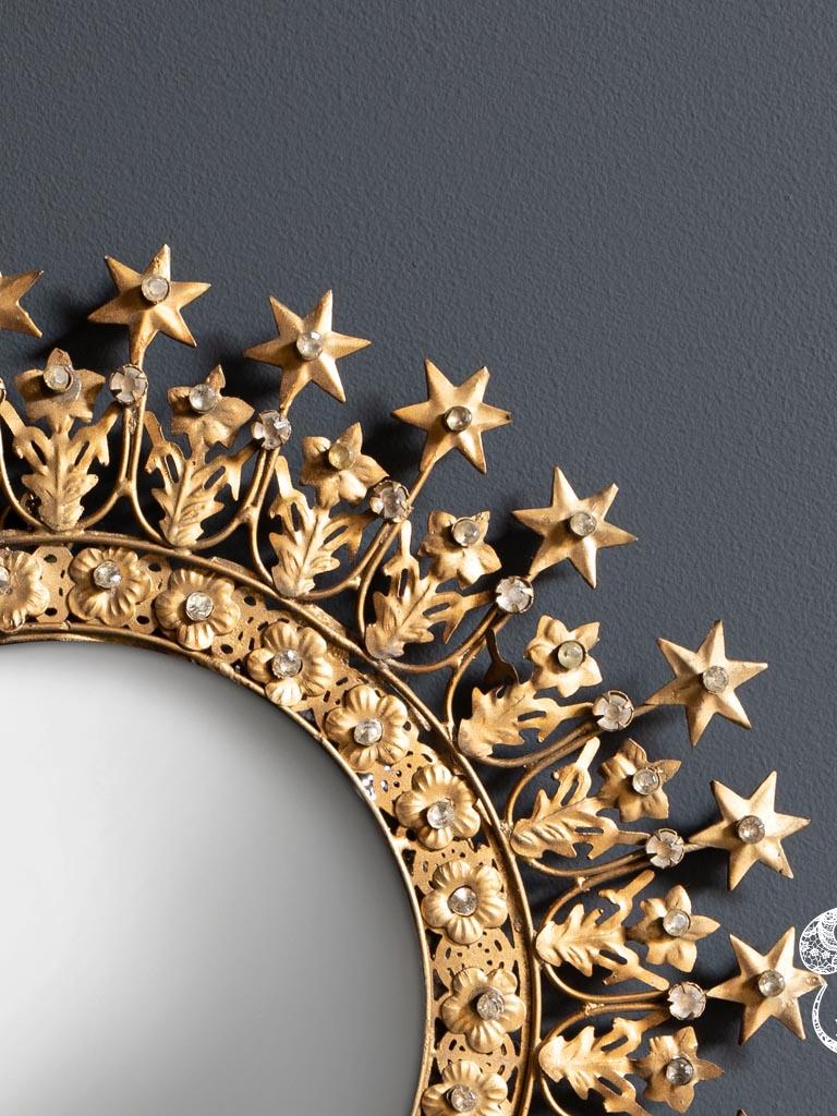 Petit miroir convexe ancien auréole d'étoiles #34752 chehoma