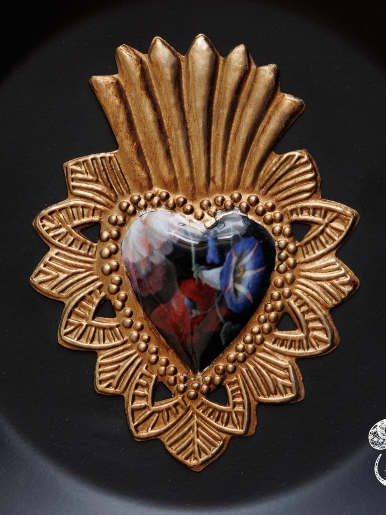 cadre noir rond et Ex-voto fleuri Chehoma – Image 2