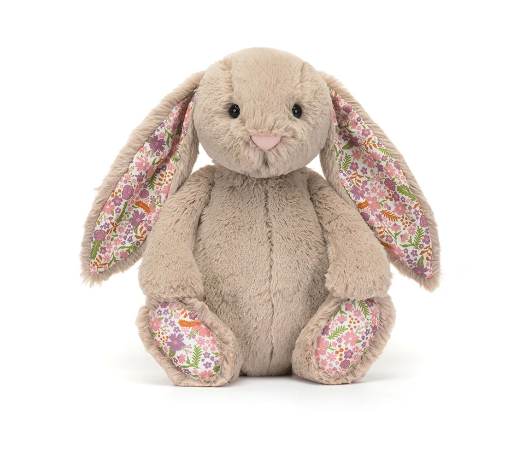 Peluche lapin Blossom Beige Bunny Petal Jellycat beige avec oreilles fleuries