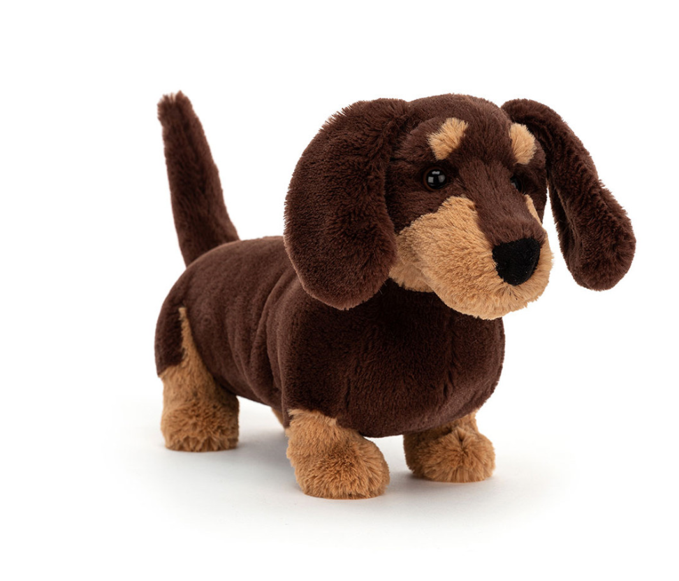 Peluche Otto Sausage Dog Medium Jellycat, chien teckel couleur caramel