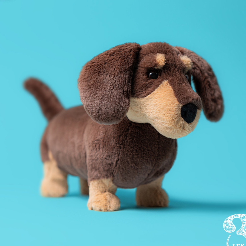 Peluche Otto Sausage Dog Medium Jellycat, chien teckel couleur caramel