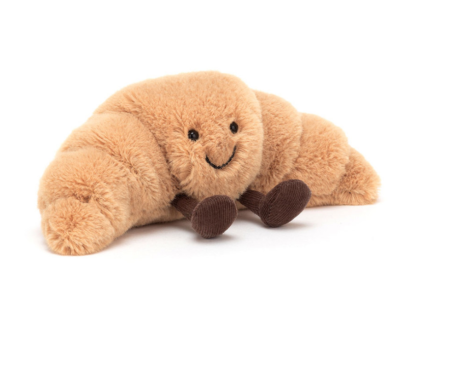 Peluche Amuseables Croissant Small Jellycat, croissant doré souriant