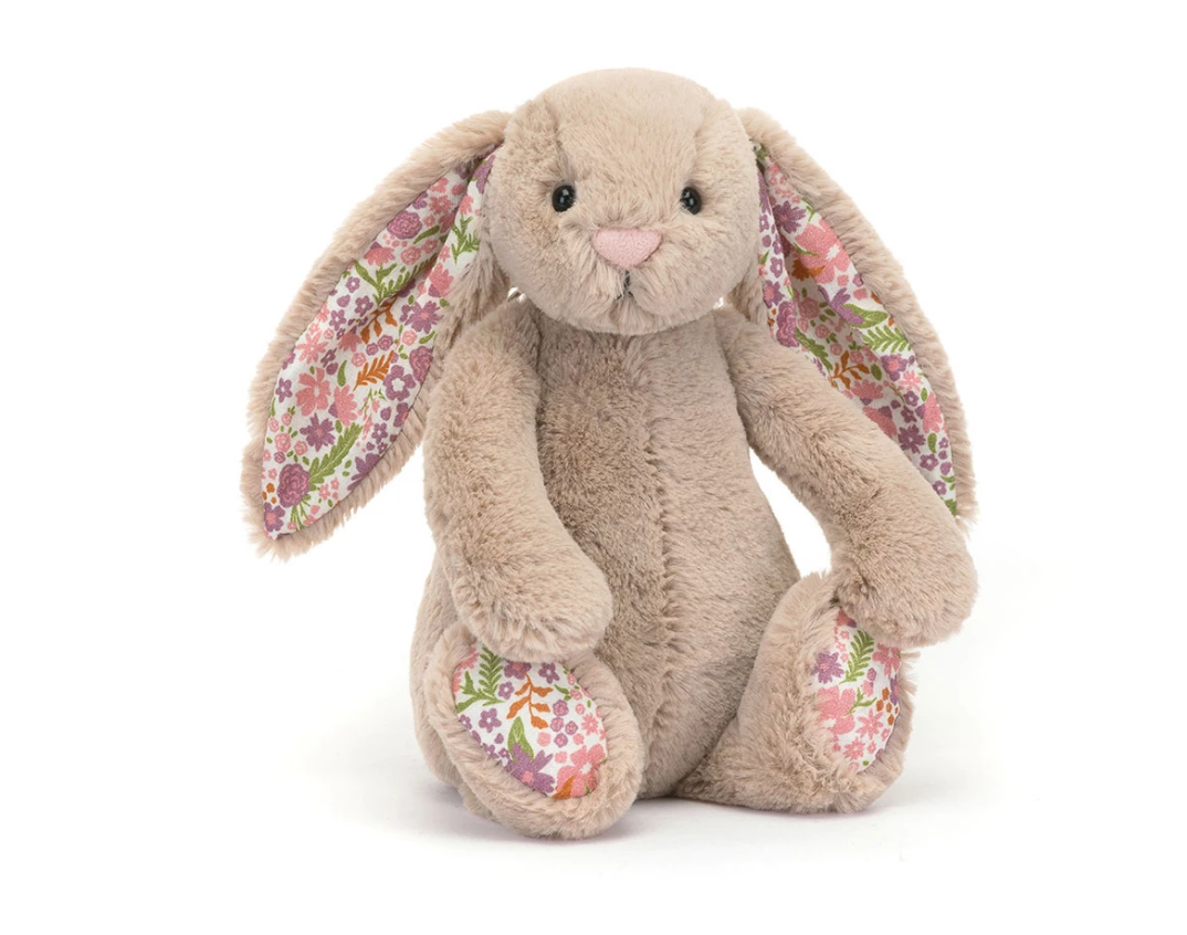 Peluche lapin Blossom Beige Bunny Petal Small Jellycat beige avec oreilles à fleurs
